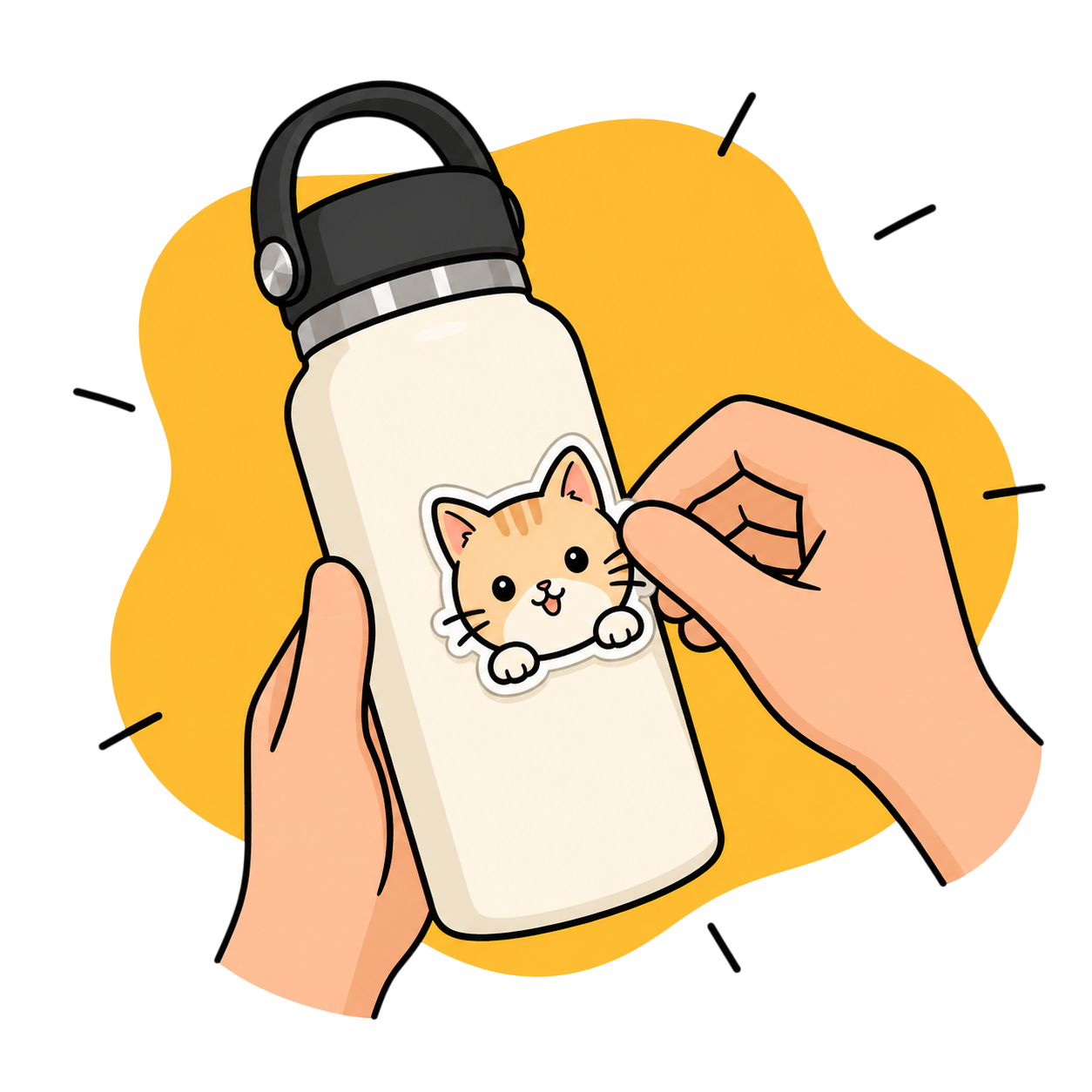 Custom pet sticker on a water bottle